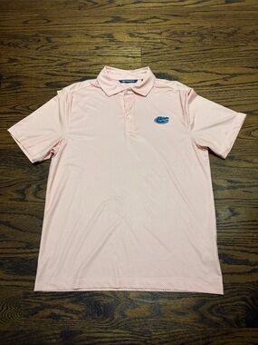 Cutter & Buck Florida Gators University Light Pink Micro-Pattern Golf Polo